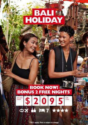 Bali Holiday | Book now! | Bonus 2 free nights* return from $2095* for two