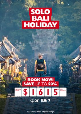 Solo Bali Holiday | Book now! Save up to 50%* return from $1615* per person