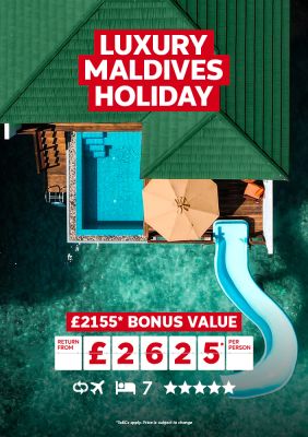Luxury Maldives Holiday. 2155* bonus value return from 2625* per person