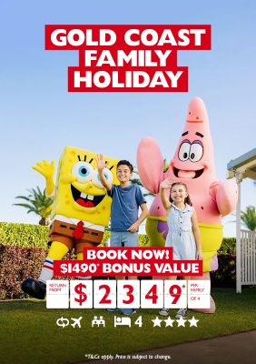 Gold Coast family holiday | Book now! | $1490* bonus value return from $2349* per family of 4