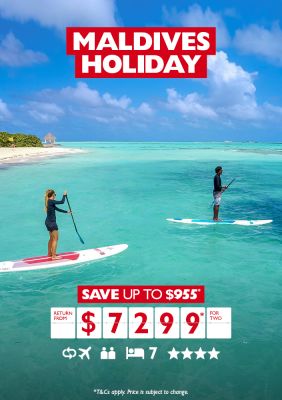 Maldives holiday. Save up to $955* return from $7299* for two