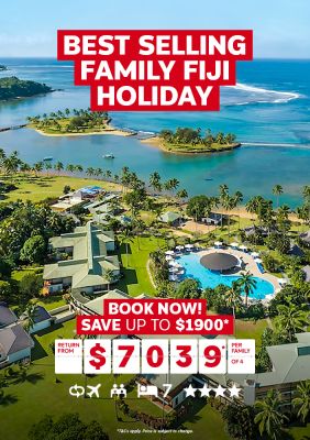 Best selling family Fiji holiday. Book now! Save up to $1900* return from $7039* per family of 4