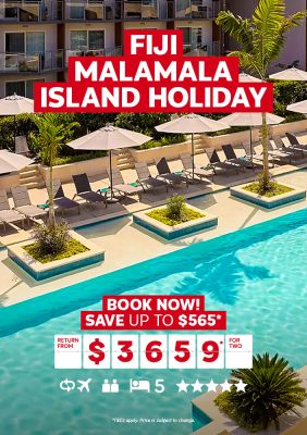 Fiji Malamala Island Holiday. Book now! Save up to $565* return from $3659* for two