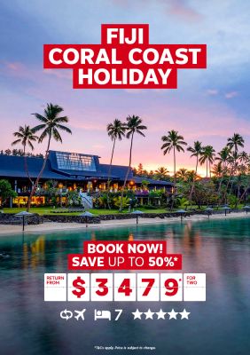 Fiji Coral Coast Holiday. Book now! Save up to 50%* return from $3479* for two