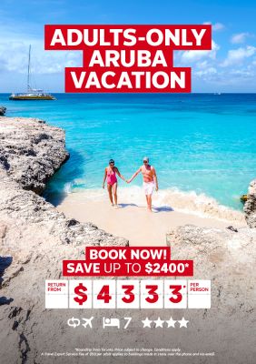 Adults-only Aruba vacation package for $4333* per person