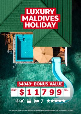 Luxury Maldives Holiday. $4949* bonus value return from $11799* per person
