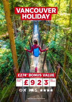 Vancouver holiday. 274* bonus value return from 923* per person