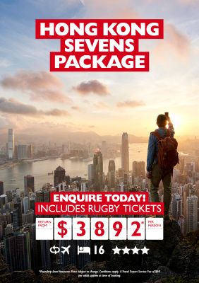 Hong Kong vacation with Rugby tickets for $3892* per person