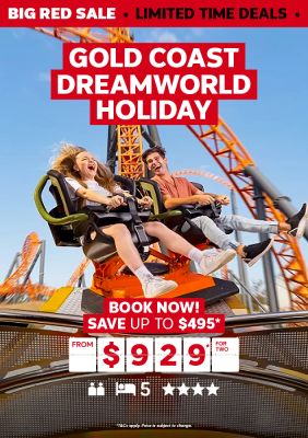 Gold Coast Dreamworld Holiday. Book now! Save up to $495* from $929* for two