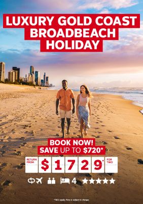 Luxury Gold Coast Broadbeach Holiday. Book now! Save up to $720* return from $1729* for two