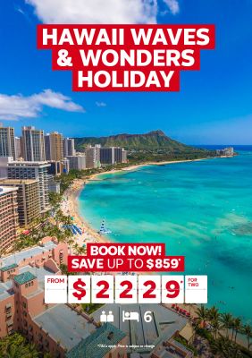 Hawaii waves & wonder holiday. Book now! Save up to $859* from $2229* for two