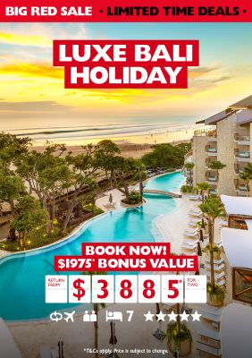 Luxe Bali holiday. Book now! $1975* bonus value return from $3885* for two