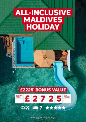 ALL-INCLUSIVE MALDIVES HOLIDAY £2225* BONUS VALUE return from £2725* per person