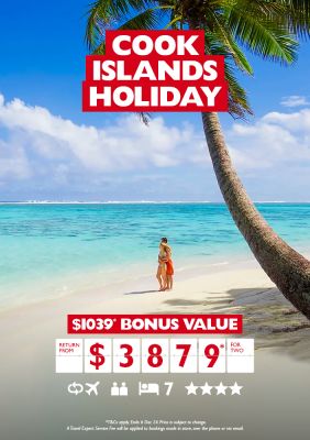 Cook Islands Holiday. $1039* bonus value return from $3879* for two