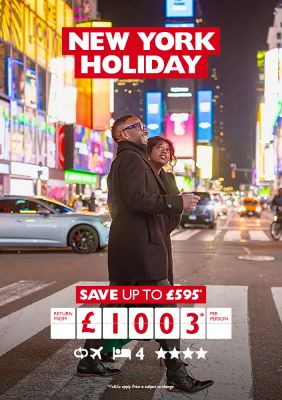 New York Holiday. Save up to £595* return from £1003* per person