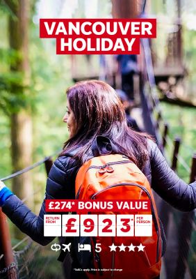Vancouver holiday. 274* bonus value return from 923* per person