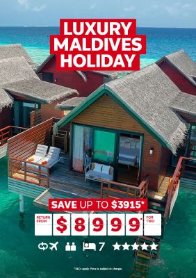 Luxury Maldives Holiday. Save up to $3915* return from $8999* for two