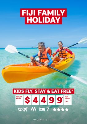 Fiji family holiday. Kids fly, stay & eat free* return from $4499* per family of 4