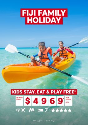 Fiji family holiday. Kids stay, eat & play free return from $4969* per family of 4