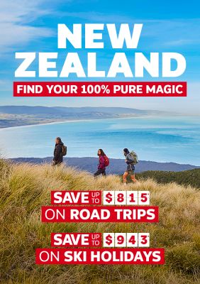 New Zealand. Find your 100% pure magic. Road Trips save up to $815*, cruises save up to $750*, ski holidays save up to $943*