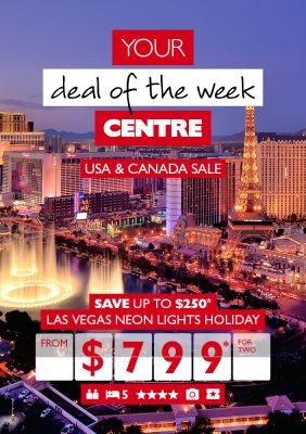 Your deal of the week Centre | USA & Canada Sale | Save up to $250* | Las Vegas Neon Lights holiday from $799* for two