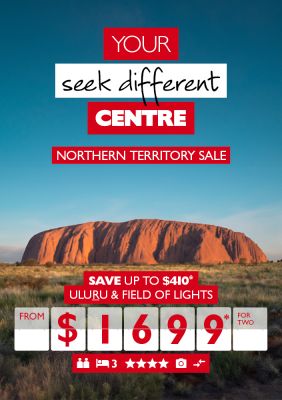 You seek different centre | Northern Territory sale. Save up to $410* | Uluru & field of lights from $1,699* for two. Uluru under a clear sky