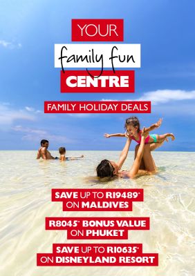 Your family fun Centre | Family holidays sale | Save up to R19489* on Maldives, R8045* bonus value on Phuket and save up to R10635* on Disneyland Resort