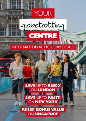 Your globetrotting Centre | International holiday deals | Save up to R6500* on London, save up to R8575* on New York and R11385* bonus value on Singapore