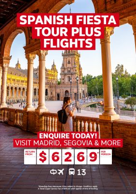 Spanish Fiesta tour plus flights for $6269* per person
