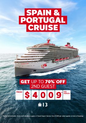 Adults-only Spain & Portugal cruise for $4009* per person
