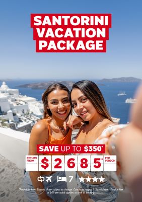 Santorini vacation package for $2685* per person