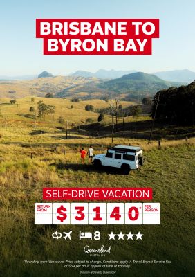 Brisbane to Byron Bay self-drive vacation for $3,140* per person