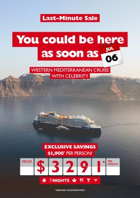 LAST MINUTE SALE - Western Mediterranean cruise for as low as $3,291* per person!