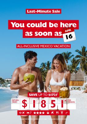 LAST MINUTE DEAL - Riviera Maya vacation for as low as $1,851* per person!