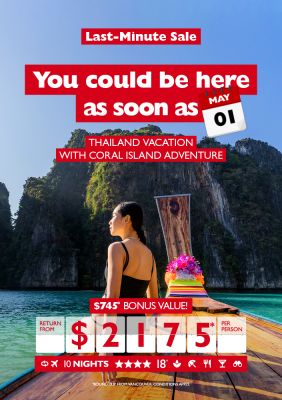 LAST MINUTE SALE - Thailand vacation package for as low as $2,175* per person!