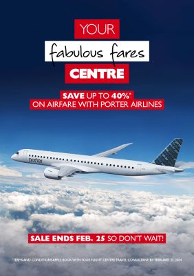 LIMITED TIME DEAL - Save up to 40%* with Porter airlines!