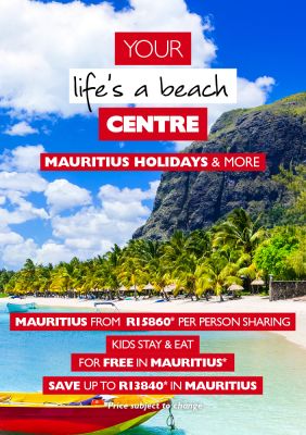 Your life's a beach Centre | Mauritius holidays & more | Mauritius from R15860* per person sharing, kids stay & eat free in Mauritius*,  save up to R13840* in Mauritius