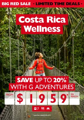 BIG RED SALE - Save up to 20% on a Costa Rica wellness tour with G Adventures