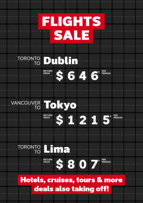 Check out these top flight offers to Ireland, Japan, Peru and more!