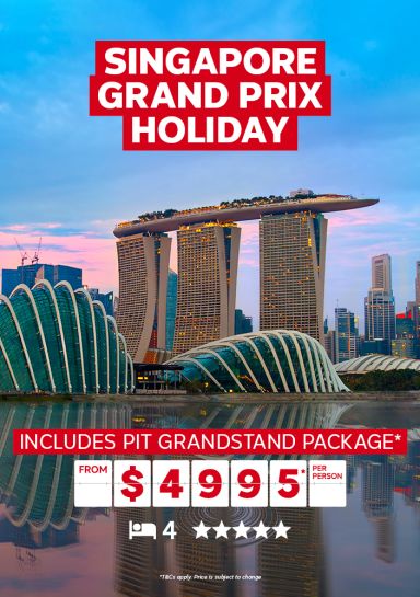 singapore grand prix holiday over image of the marina bay sands building