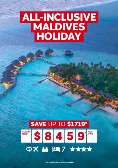 All-inclusive Maldives Holiday. Save up to $1719* return from $8459* for two