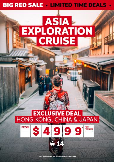 asia exploration cruise exclusive deal hong kong, china, and japan from $4999 per person