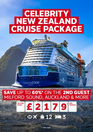 Celebrity New Zealand cruise package. Save up to 60%* on the 2nd guest. Milford Sound, Auckland & more return from 2179* per person