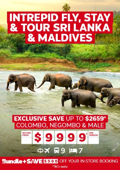 Intrepid fly, stay & tour Sri Lanka & Maldives. Exclusive save up to $2659* Colombo, Negombo & Male return from $9999* per person