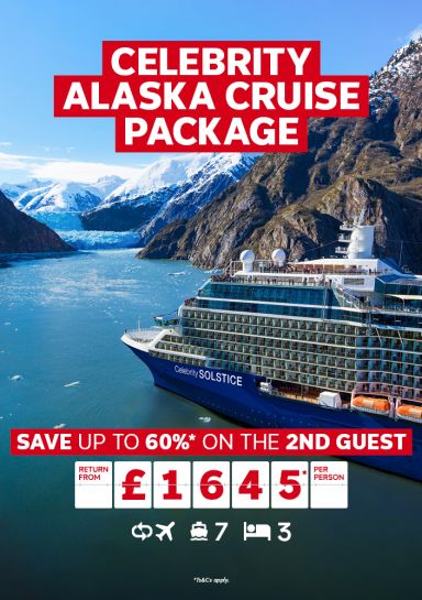 Celebrity Alaska Cruise Package. Save up to 60%* on the 2nd guest. return from 1645* per person