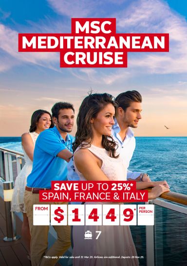 MSC Mediterranean Cruise. Save up to 25%* Spain, Italy & France from $1449* per person