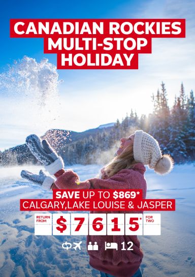 canadian rockies multi-stop holiday save up to $869 calgary, lake louise and jasper return from $7615 per person