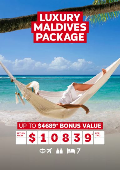luxury maldives package up to $4689 bonus value return from $10839 for two