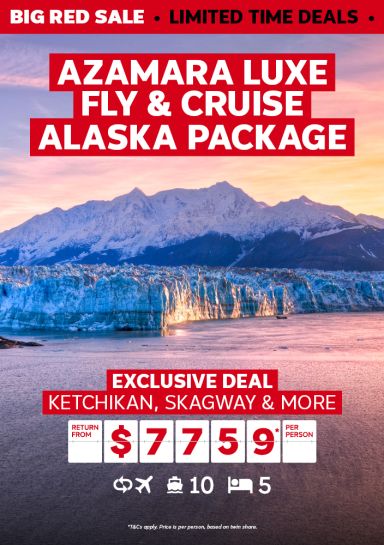 azamara luxe fly and cruise alaska package exclusive deal ketchikan, skagway and more return from $7759 per person