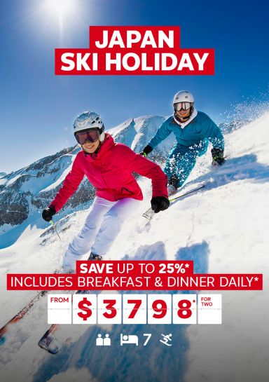 Japan ski holiday. Save up to 25%* Includes breakfast & dinner daily* from $3798* for two